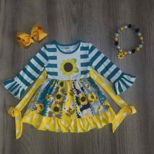 Girls Boutique Sunflower dress set  (NEW)